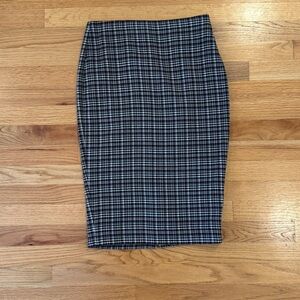 The Limited Black and White Plaid Pencil Skirt